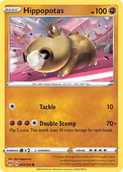 Hippopotas #093/189 Common (Reverse Holofoil) / Darkness Ablaze