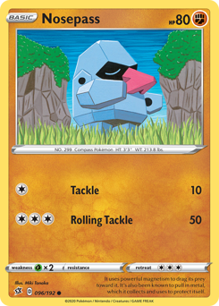 Nosepass #096/192 Common (Reverse Holofoil) / Rebel Clash