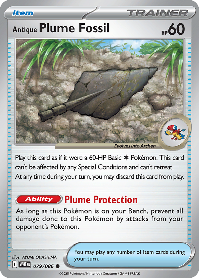Antique Plume Fossil #079/086 Common (Reverse Holofoil) / White Flare