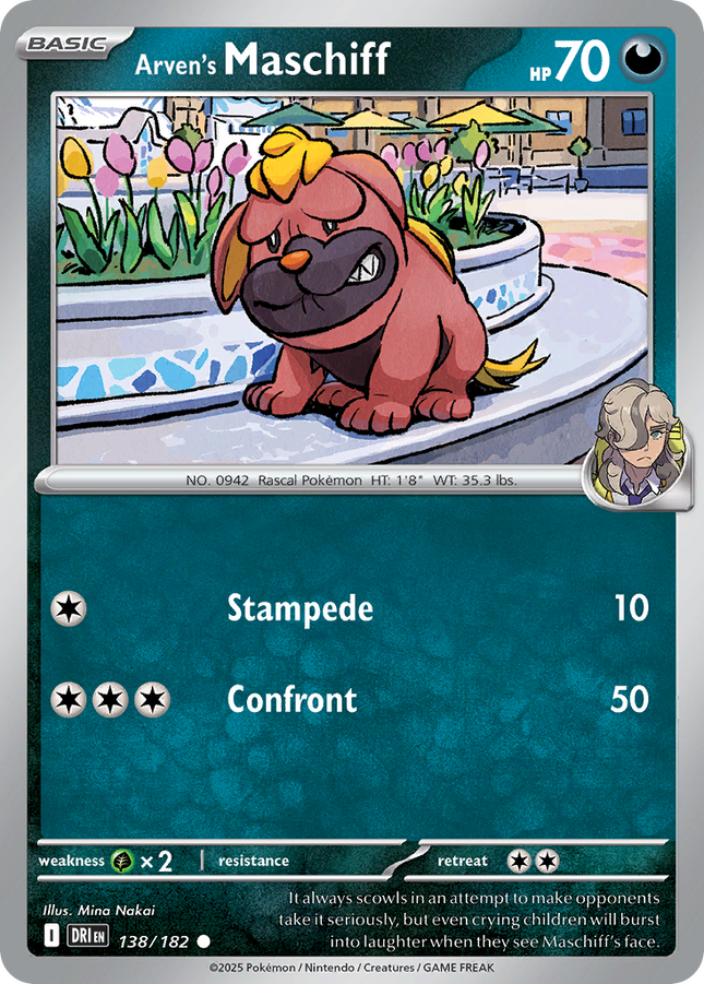 Arven's Maschiff #138/182 Common (Reverse Holofoil) / Destined Rivals