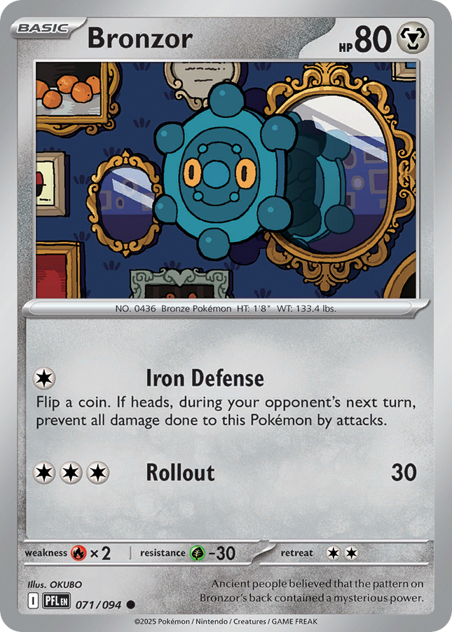 Bronzor #071/094 Common (Reverse Holofoil) / Phantasmal Flames