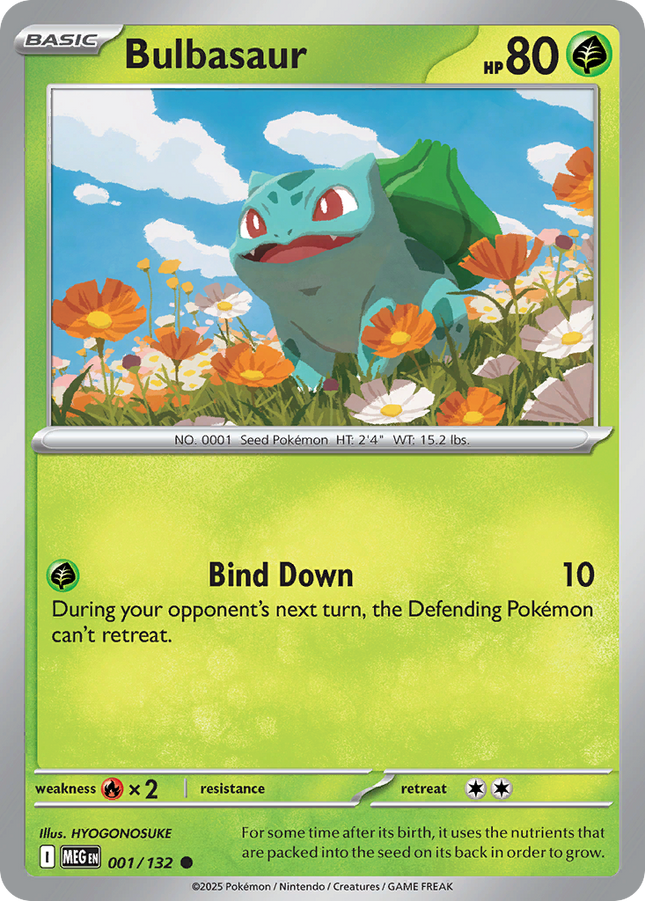 Bulbasaur #001/132 Common (Reverse Holofoil) / Mega Evolution