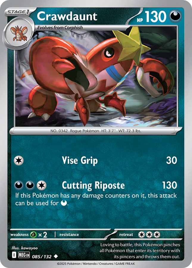 Crawdaunt #085/132 Uncommon (Reverse Holofoil) / Mega Evolution