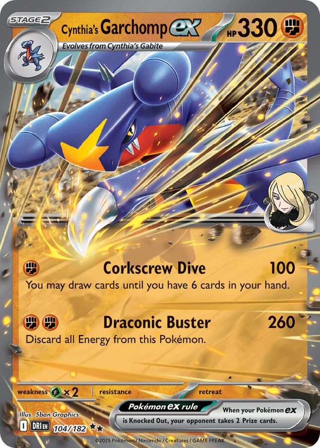 Cynthia's Garchomp EX #104/182 Double Rare (Holofoil) / Destined Rivals