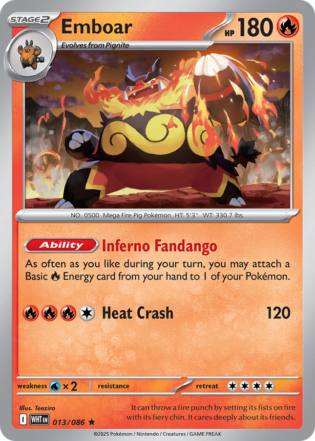 Emboar #013/086 Rare (Holofoil) / White Flare
