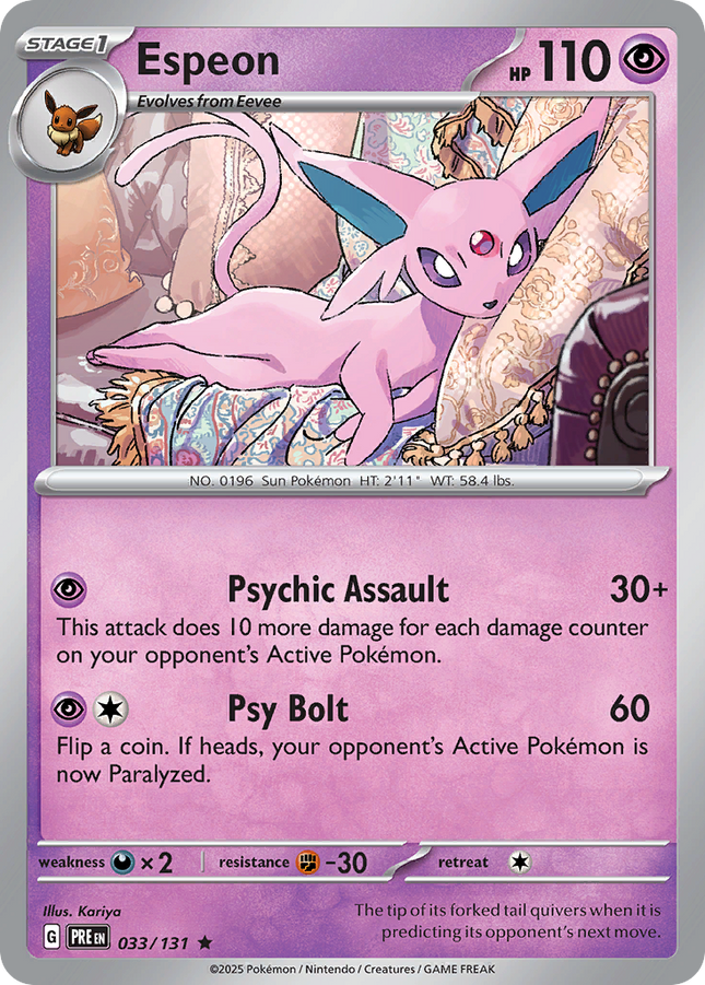 Espeon #033/131 Rare (Reverse Holofoil) / Prismatic Evolutions
