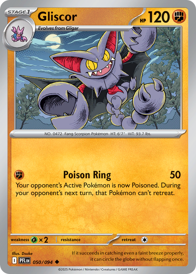 Gliscor #050/094 Uncommon (Reverse Holofoil) / Phantasmal Flames