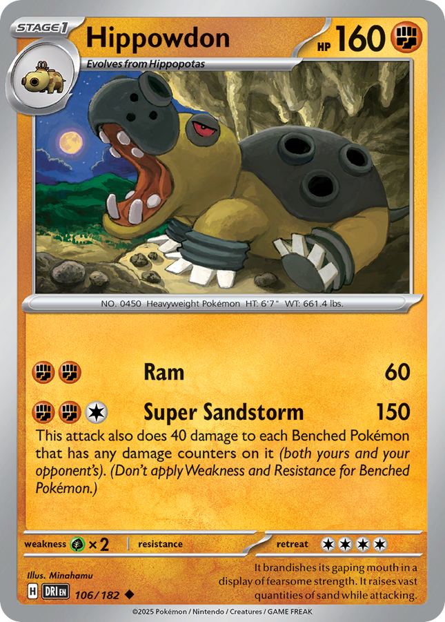Hippowdon #106/182 Uncommon (Reverse Holofoil) / Destined Rivals
