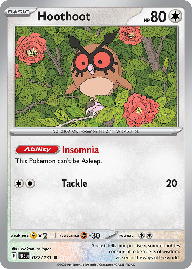 Hoothoot #077/131 Common (Reverse Holofoil) / Prismatic Evolutions