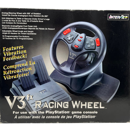 InterAct V3fx Racing Wheel And Pedals SV-1118 Black For PlayStation 1 / 2