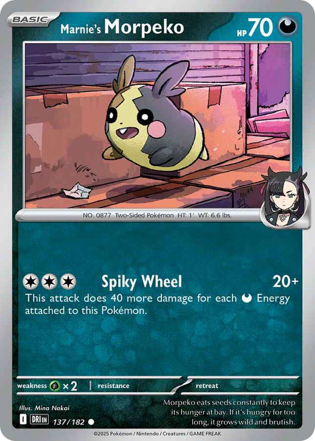 Marnie's Morpeko #137/182 Common (Reverse Holofoil) / Destined Rivals