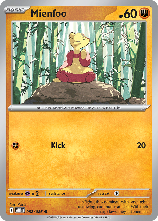 Mienfoo #052/086 Common (Reverse Holofoil) / White Flare