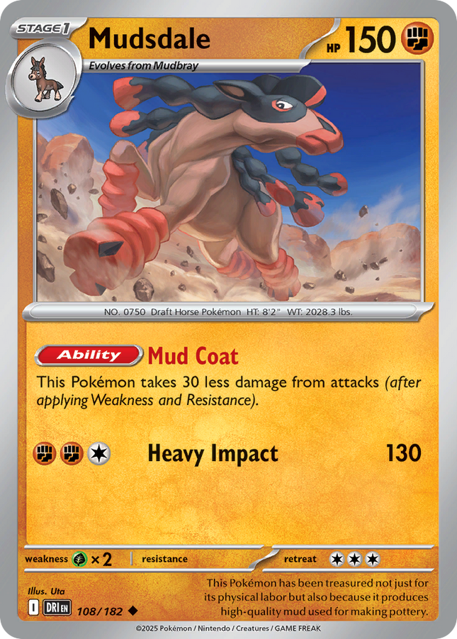 Mudsdale #108/182 Uncommon (Reverse Holofoil) / Destined Rivals