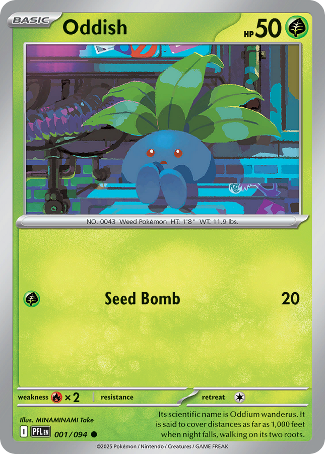 Oddish #001/094 Common (Reverse Holofoil) / Phantasmal Flames