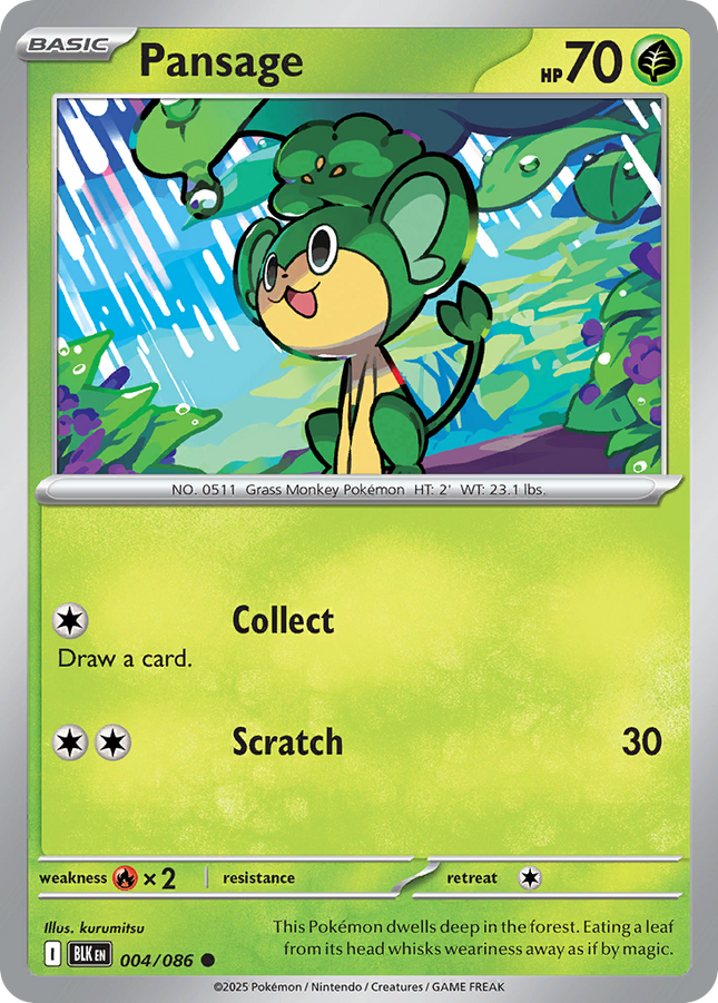 Pansage #004/086 Common / Black Bolt