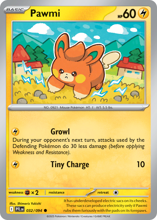 Pawmi #032/094 Common (Reverse Holofoil) / Phantasmal Flames