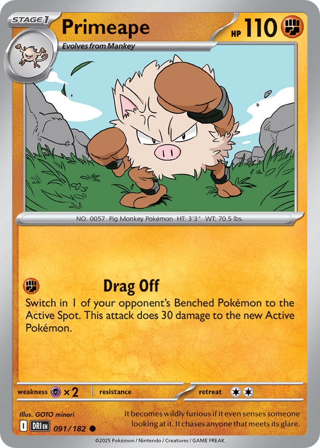 Primeape #091/182 Common (Reverse Holofoil) / Destined Rivals
