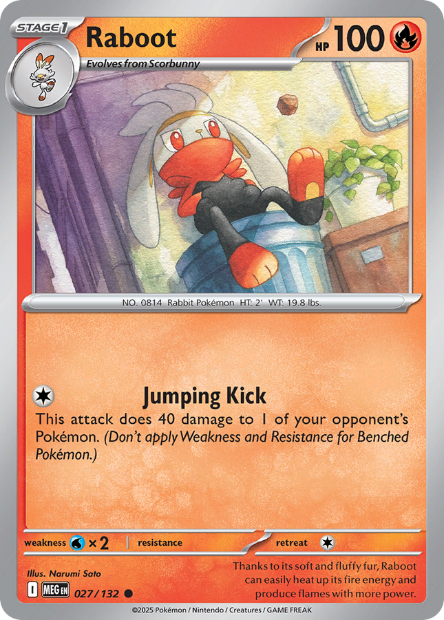 Raboot #027/132 Common (Reverse Holofoil) / Mega Evolution
