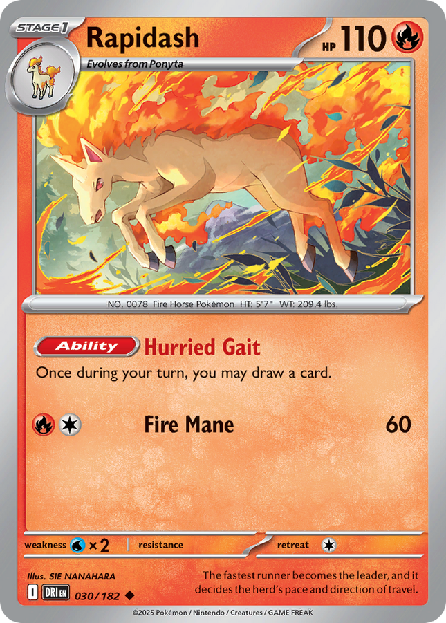 Rapidash #030/182 Uncommon (Reverse Holofoil) / Destined Rivals