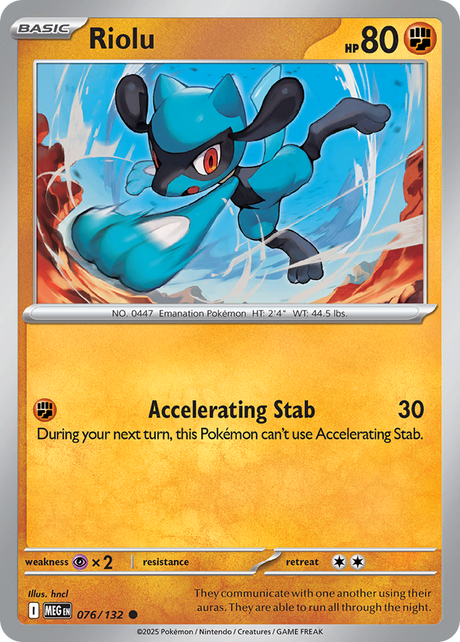 Riolu #076/132 Common (Reverse Holofoil) / Mega Evolution