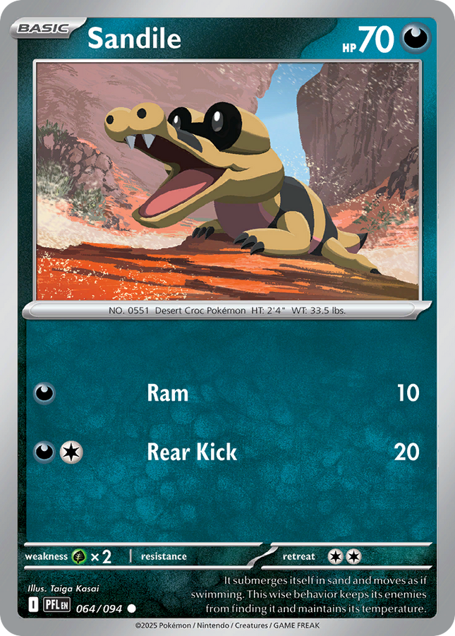 Sandile #064/094 Common (Reverse Holofoil) / Phantasmal Flames