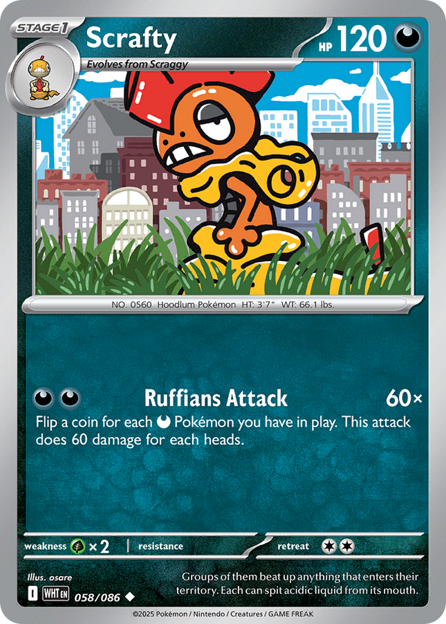 Scrafty #058/086 Uncommon / White Flare
