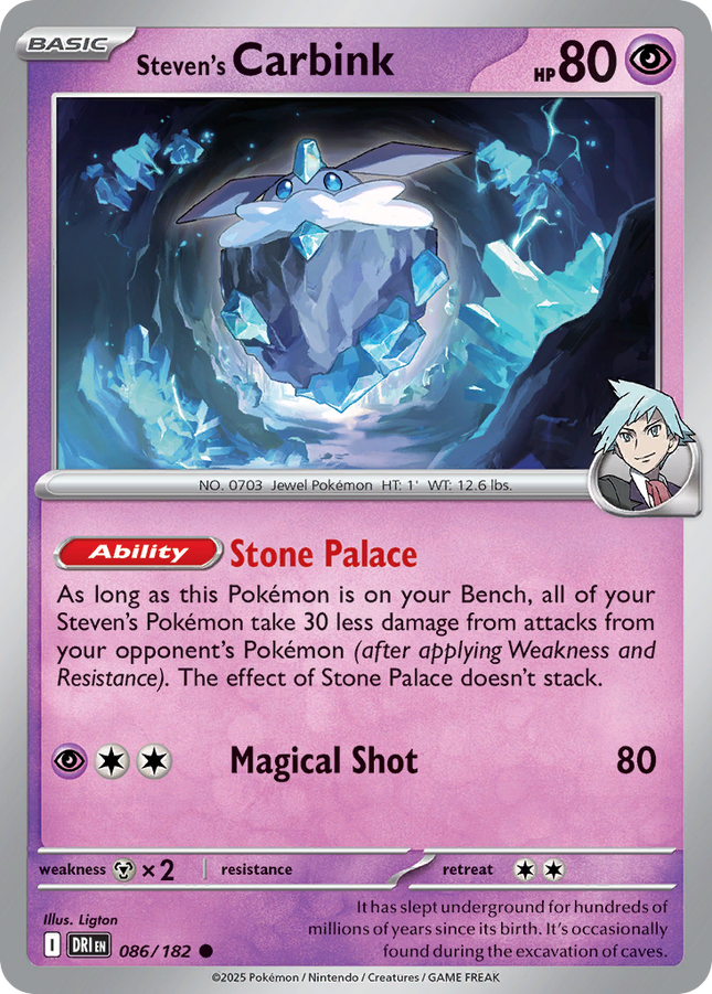 Steven's Carbink #086/182 Common (Reverse Holofoil) / Destined Rivals