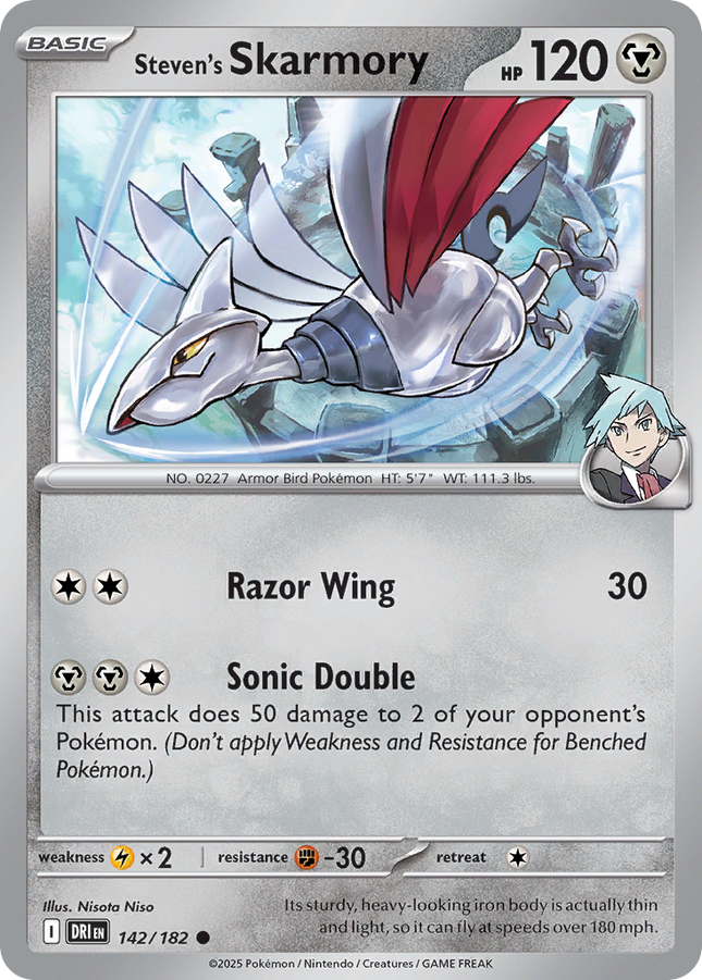 Steven's Skarmory #142/182 Common (Reverse Holofoil) / Ancient Origins