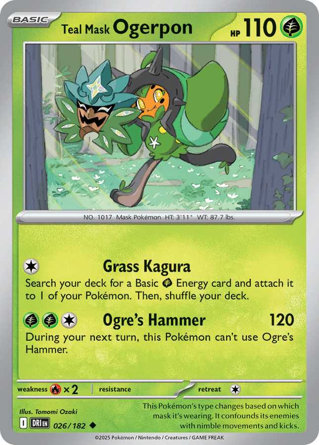Teal Mask Ogerpon #026/182 Uncommon (Reverse Holofoil) / Destined Rivals