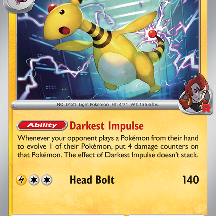 Team Rocket's Ampharos #074/182 Uncommon (Reverse Holofoil) / Destined Rivals