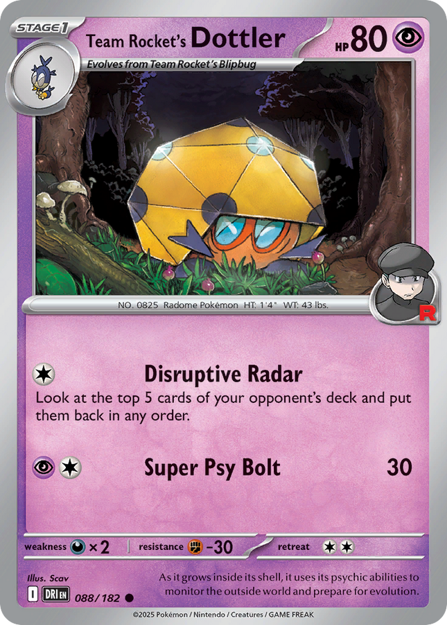 Team Rocket's Dottler #088/182 Common (Reverse Holofoil) / Destined Rivals