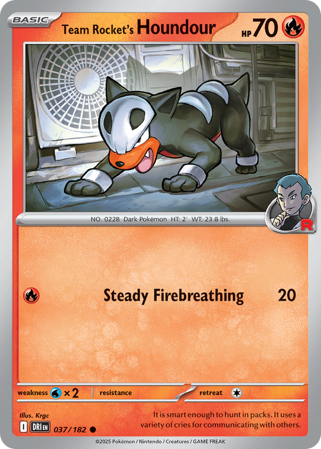 Team Rocket's Houndour #037/182 Common (Reverse Holofoil) / Destined Rivals