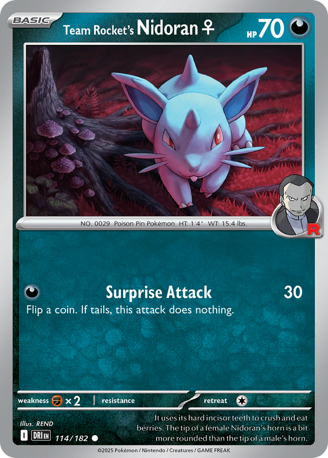 Team Rocket's Nidoran♀ #114/182 Common (Reverse Holofoil) / Destined Rivals