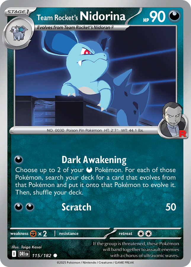 Team Rocket's Nidorina #115/182 Common (Reverse Holofoil) / Destined Rivals