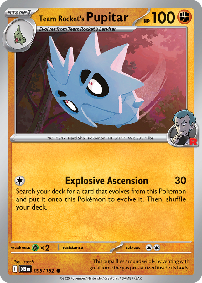Team Rocket's Pupitar #095/182 Common (Reverse Holofoil) / Destined Rivals