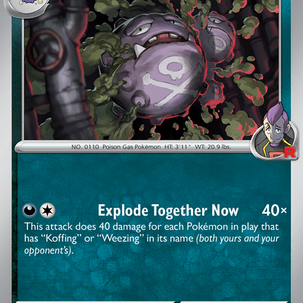 Team Rocket's Weezing #126/182 Uncommon (Reverse Holofoil) / Destined Rivals