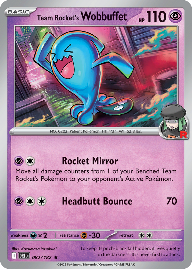 Team Rocket's Wobbuffet #082/182 Rare (Holofoil) / Fates Collide