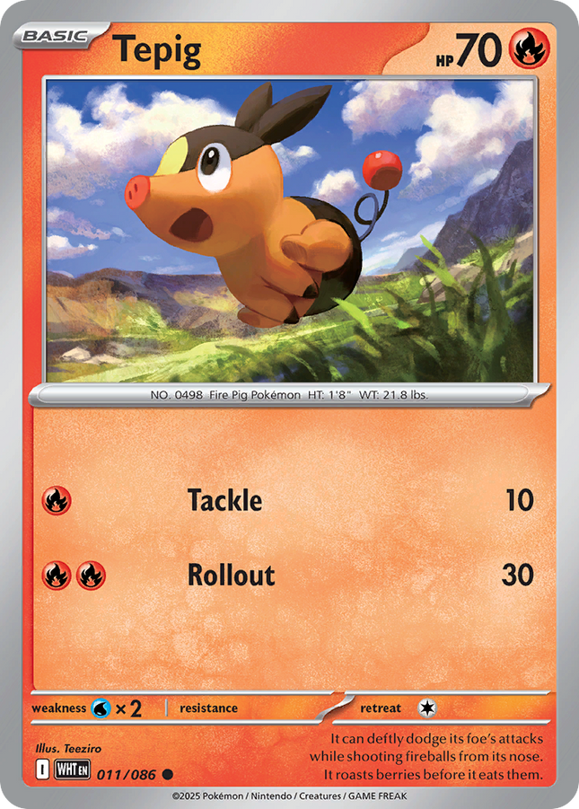 Tepig #011/086 Common (Holofoil) / White Flare