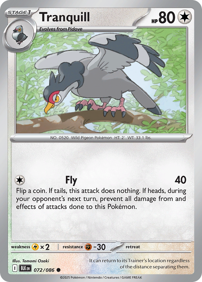 Tranquill #072/086 Common (Reverse Holofoil) / Black Bolt