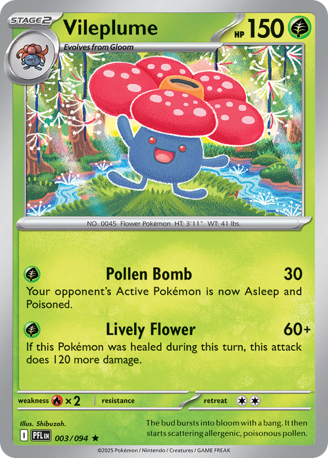 Vileplume #003/094 Rare (Reverse Holofoil) / Phantasmal Flames