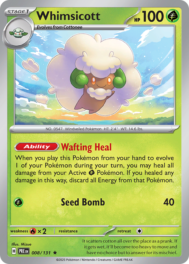Whimsicott #008/131 Rare (Reverse Holofoil) / Prismatic Evolutions