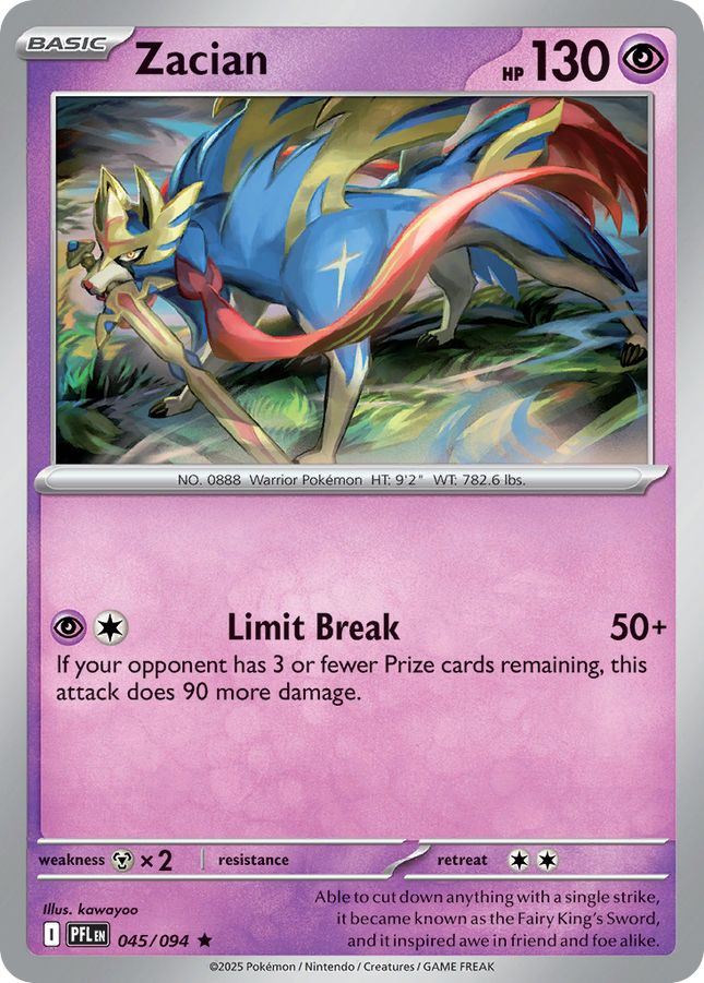 Zacian #045/094 Rare (Reverse Holofoil) / Phantasmal Flames