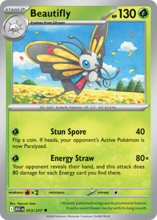 Beautifly #013/217 Uncommon (Reverse Holofoil) / Ascended Heroes