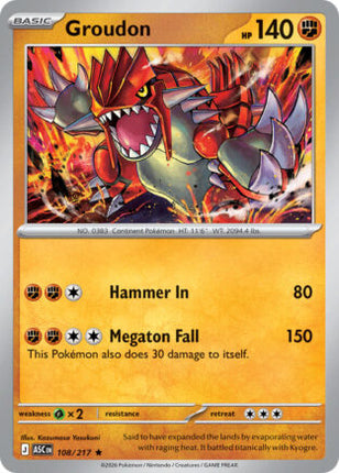 Groudon #108/217 Rare (Holofoil) / Ascended Heroes