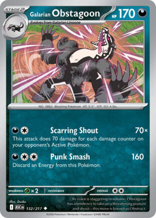 Galarian Obstagoon #132/217 Uncommon / Ascended Heroes