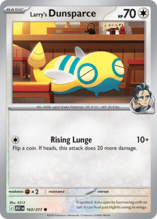 Larry's Dunsparce #163/217 Common (Reverse Holofoil Energy Symbol Pattern) / Ascended Heroes
